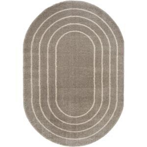 160x230 Tapis ovale en matiere douce recyclee - Masha - Taupe et beige