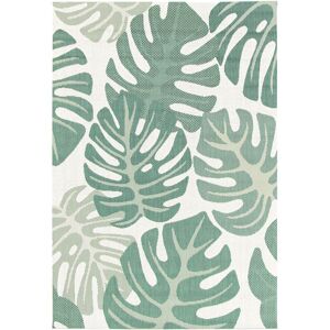 160x230 Tapis d'extérieur ou de salon - Green Tropical - Vert et écru