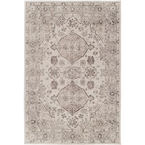 160x230 Tapis a motif oriental en tissu chenille recycle - Yanis - Gris et brun