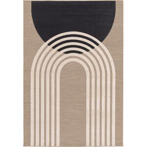 120x170 Tapis exterieur et interieur en relief - Luna - Beige et noir