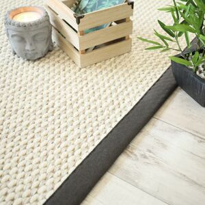 200x200 Tapis Laine et Sisal - Albury blanc crème - Ganse gris anthracite