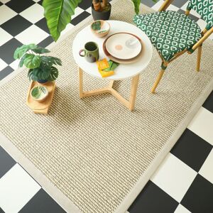 80x150 Tapis Laine et sisal - Caloundra grosses boucles crème - Ganse chenille grège