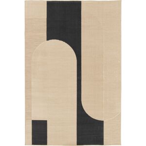 160x230 Tapis exterieur et interieur en relief - Roma - Beige et noir