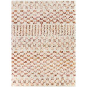 160x230 Tapis damier à poils longs - Pixel - Effet terracotta