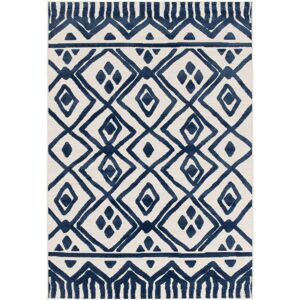 123x170 Tapis exterieur et interieur motif ethnique - Brasilia - Bleu fonce