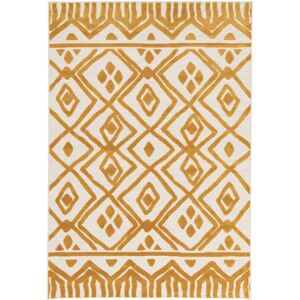 123x170 Tapis exterieur et interieur motif ethnique - Brasilia - Jaune moutarde