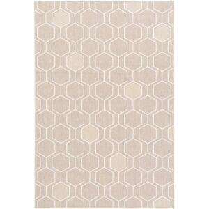 200x290 Tapis exterieur et interieur motif graphique - Hexagone - Beige et ecru