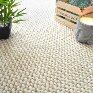 Tapis sur mesure Laine et Sisal Albury grosses boucles Blanc creme