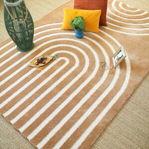 80x150 Tapis de salon - Néo Circle - Courbe crème et noisette