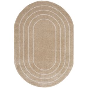 160x230 Tapis ovale en matiere douce recyclee - Masha - Beige et creme