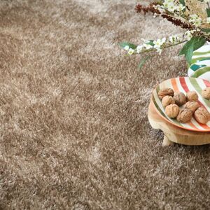 Tapis sur mesure Eclat Shaggy marron clair