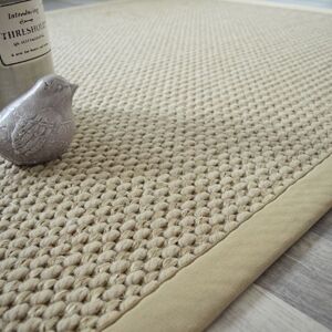 200x290 Tapis Laine et Sisal - Albury grège - Ganse coton grège