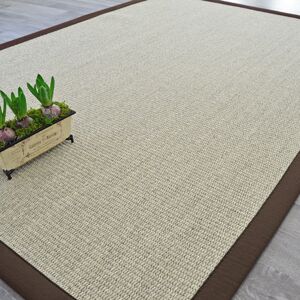 80x150 Tapis Sisal Quintana blanchi - Ganse polypropylene chocolat