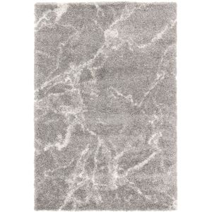 160x230 Tapis de salon a motif organique - Gris marbre - Veinage blanc