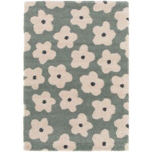 160x230 Tapis fleurs maximalistes - Apolline - Gris bleuté