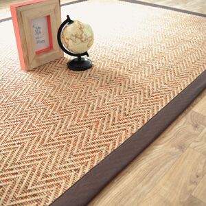 140x200 Tapis tissé plat - Java Chevron nature - Ganse coton marron