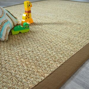 250x350 Tapis Jonc de mer - Varana panama - Ganse coton brun