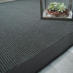 250x350 Tapis sisal Yucatan noir - Ganse coton noire