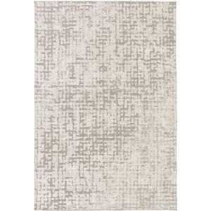 120x170 Tapis tisse en polyester recycle et jute - Arun - Gris et creme