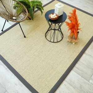 120x170 Tapis Sisal - Tulum ecru - Ganse anthracite