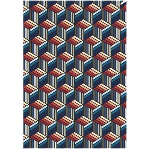 ZAGO Tapis bleu motifs hexagonales en laine 230 x 160 cm Diago