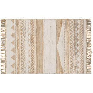 Maisons du Monde Tapis en coton et jute tisses motifs graphiques marron noisette 120x180