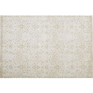 Maisons du Monde Tapis en coton recycle tisse jacquard ecru et lurex dore a motifs 160x230