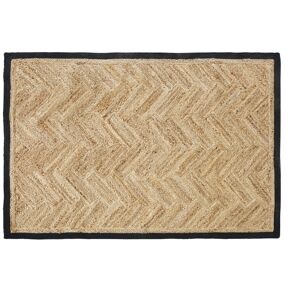 Maisons du Monde Tapis en jute tisse beige et coton gris anthracite 160x230