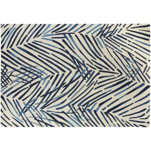 Maisons du Monde Tapis en polypropylène imprimé végétal bleu et blanc 160x230