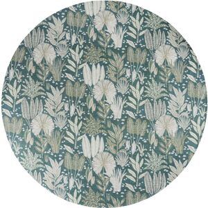 Maisons du Monde Tapis rond tissé jacquard motif floral bleu canard, écru et beige 200x200