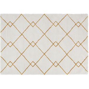 Maisons du Monde Tapis style berbère tufté jaune moutarde et blanc 160x230 Blanc 160x230cm