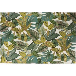 Maisons du Monde Tapis tisse jacquard imprime jungle ecru, bleu et vert 160x230