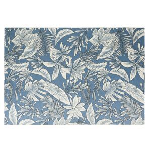 Maisons du Monde Tapis tisse jacquard imprime vegetal bleu et blanc 160x230