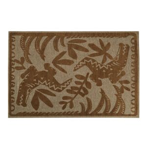 Maisons du Monde Tapis tissé jacquard jaune ocre et blanc motif en reliefs 155x230 Jaune 155x230cm