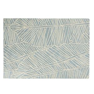 Maisons du Monde Tapis tufte imprime vegetal bleu et ecru 140x200