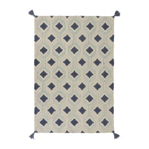 Tapis géométrique design en laine bleu 160x230