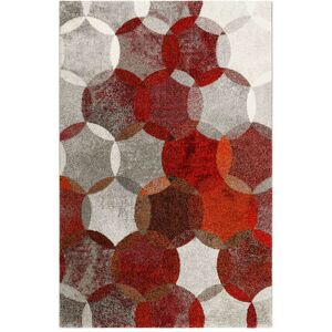 Esprit Tapis motif cercles vintage rouge/gris pour salon, chambre 170x120