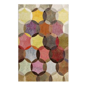 Esprit Tapis motif cercles vintage nuances vives pour salon, chambre 170x120