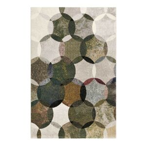 Esprit Tapis motif cercles vintage vert/gris pour salon, chambre 290x200