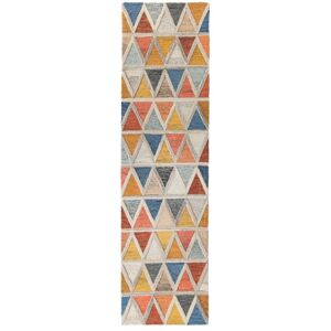 MORETZ - Tapis pure laine géométrique multicolore 60x230 cm