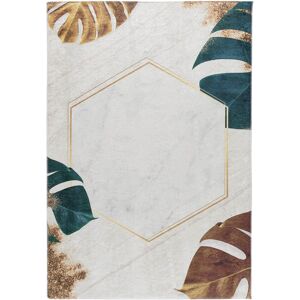 AlloTapis Tapis floral contemporaine en polyester beige 80x300 - Publicité
