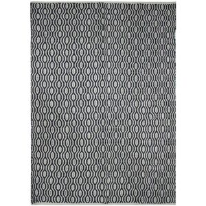 The Deco Factory Tapis 100% coton géométrique écru-noir 120x170