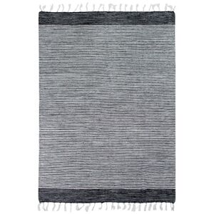 The Deco Factory Tapis 100% coton bandes noir-gris-blanc 160x230