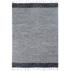 The Deco Factory Tapis 100% coton bandes noir-gris-blanc 160x230