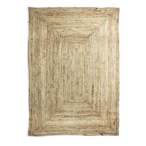 The Deco Factory Tapis en jute et coton bande blanche 120x170