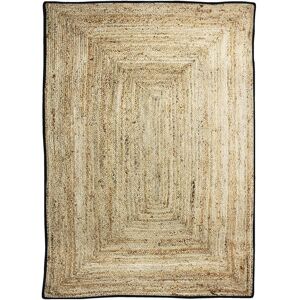 The Deco Factory Tapis en jute et coton bande noire 160x230