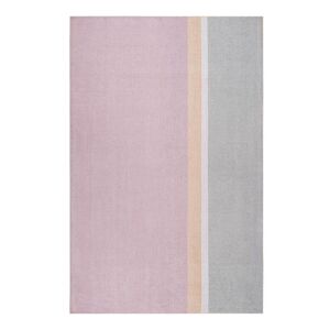 Esprit Tapis plat graphique rose et gris coton pour chambre, salon 120x170 Rose 170x170x120cm