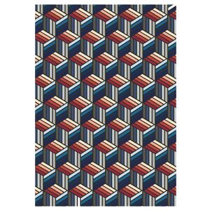 Zago Tapis bleu motifs hexagonales en laine 230 x 160 cm Multicolore 230x0x160cm