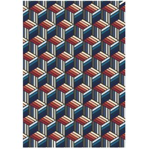 Zago Tapis bleu motifs hexagonales en laine 230 x 160 cm