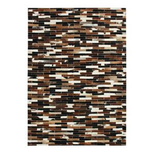 The Deco Factory Tapis en cuirs recyclés lignes marron multi 120x170